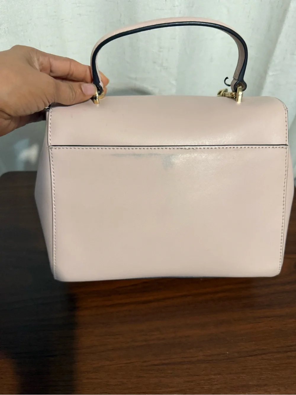 Michael Kors Blush Leather Top-Handle Satchel with Gold Hardware